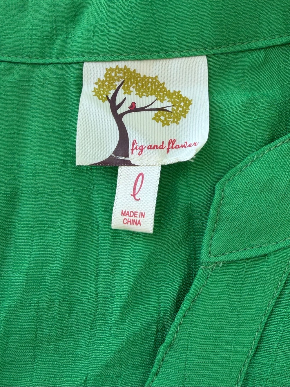 NWT Fig and Flower Green Embroidered Button Down Blouse Size L - Picture 4 of 7